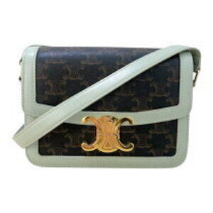 Celine Teen Triomphe Bag Green Canvas Calf Leather